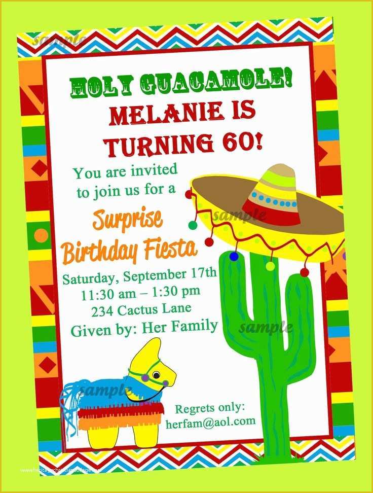 Mexican Fiesta Invitation Templates Free Of Fiesta Party Invitation Printable or Printed with Free