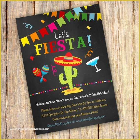 Mexican Fiesta Invitation Templates Free Of Mexican Fiesta Birthday Party Invitation Template Edit