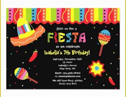 Mexican Fiesta Invitation Templates Free Of Mexican Fiesta Birthday Party Invitations