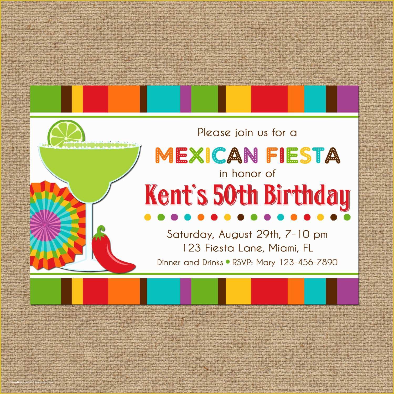 Mexican Fiesta Invitation Templates Free Of Mexican Fiesta Party Invitation Printable or Printed with Free