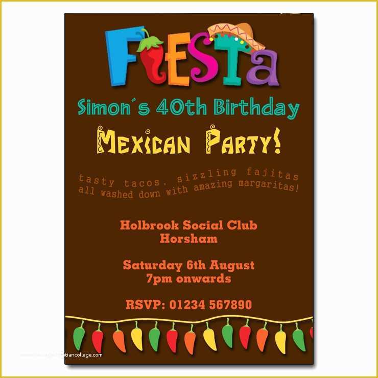 Mexican Fiesta Invitation Templates Free Of Mexican Fiesta Birthday 