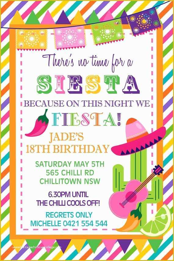 Mexican Fiesta Invitation Templates Free Of Personalised Personalized Mexican theme Siesta Fiesta