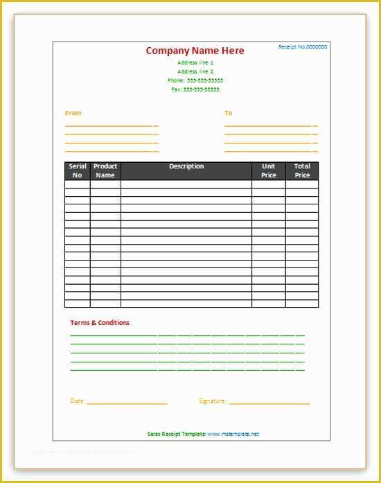 Microsoft Office Receipt Template Free Of 8 Best Of Sales Receipt Template Used Car Sales