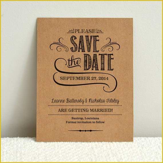 Microsoft Save the Date Templates Free Of Diy Kraft Paper Wedding Save the Date Handlettered