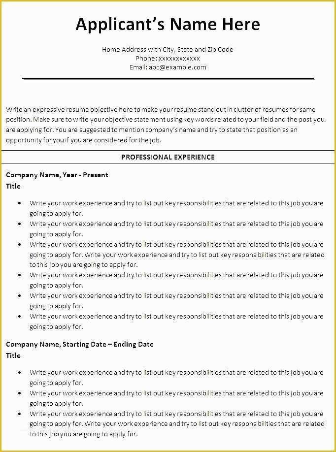 Microsoft Word Free Templates for Resumes Of Free Chronological Resume Template Microsoft Word Free