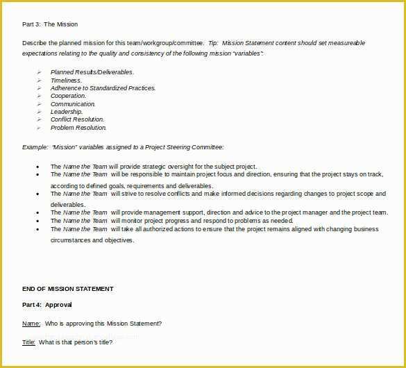 Mission Statement Template Free Of 8 Word 2010 Statement Template Free Download