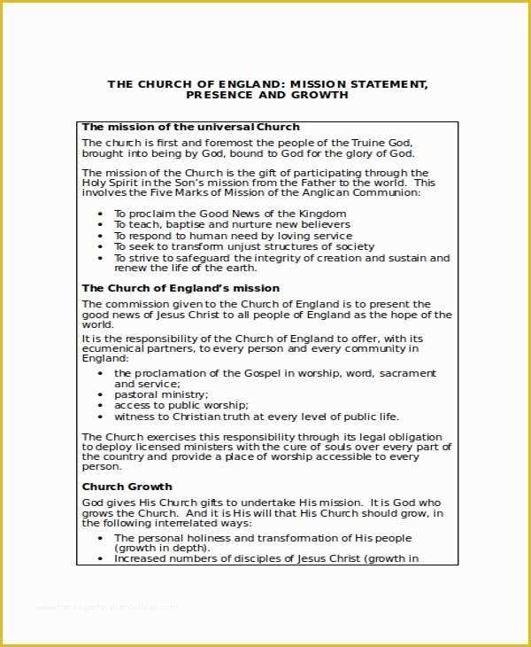 Mission Statement Template Free Of Mission Statement Template 10 Free Word Pdf Document