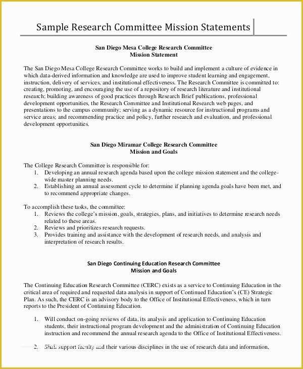 Mission Statement Template Free Of Mission Statement Template 9 Free Word Pdf format
