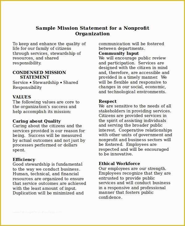 Mission Statement Template Free Of Mission Statement Template
