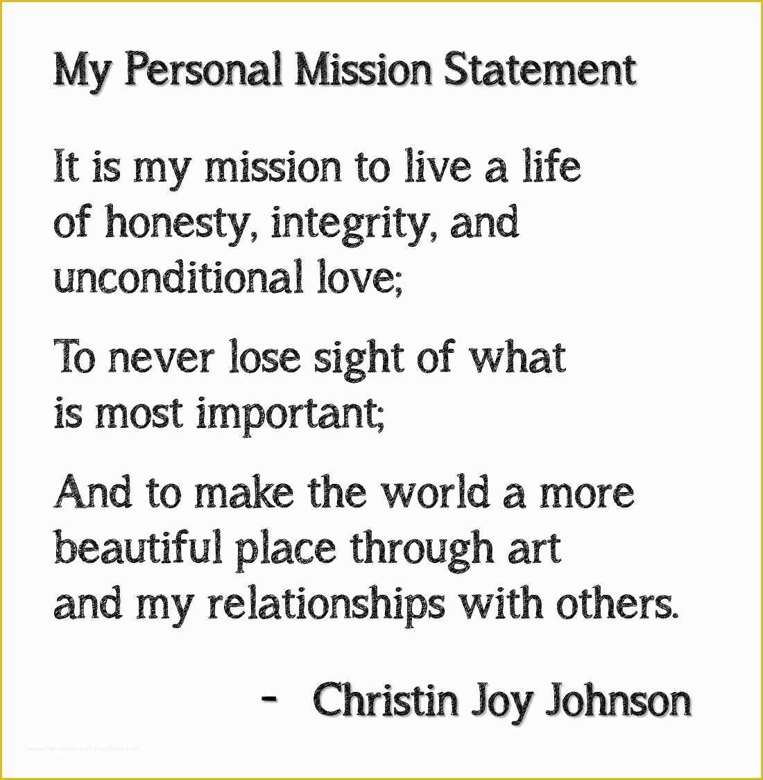 Mission Statement Template Free Of Personal Mission Statement