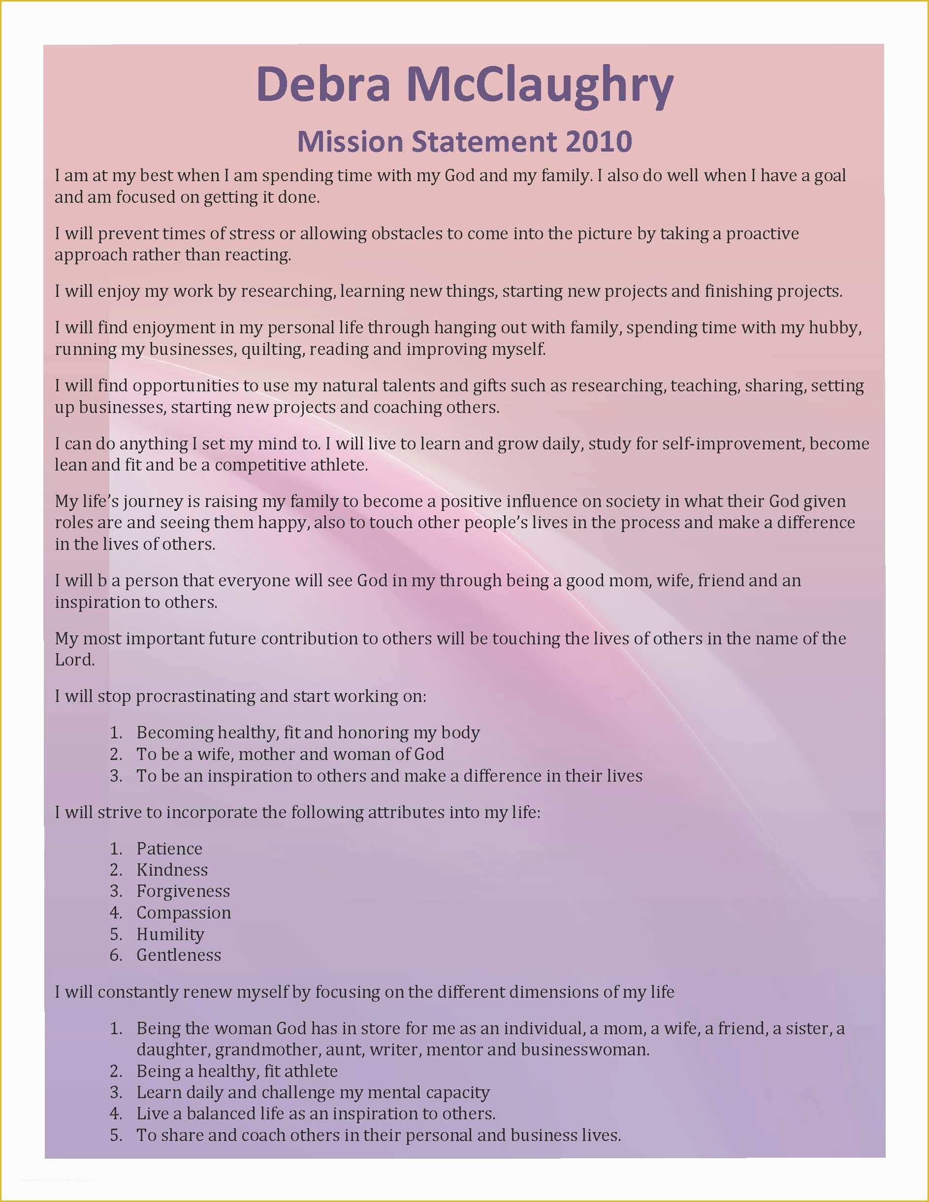 Mission Statement Template Free Of the Gallery for Personal Mission Statement Examples