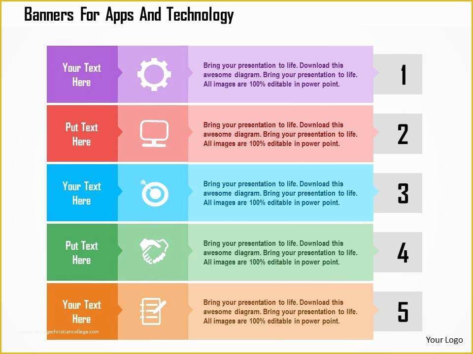 Modern Business Plan Powerpoint Template Free Of Banners for Apps and Technology Flat Powerpoint Design