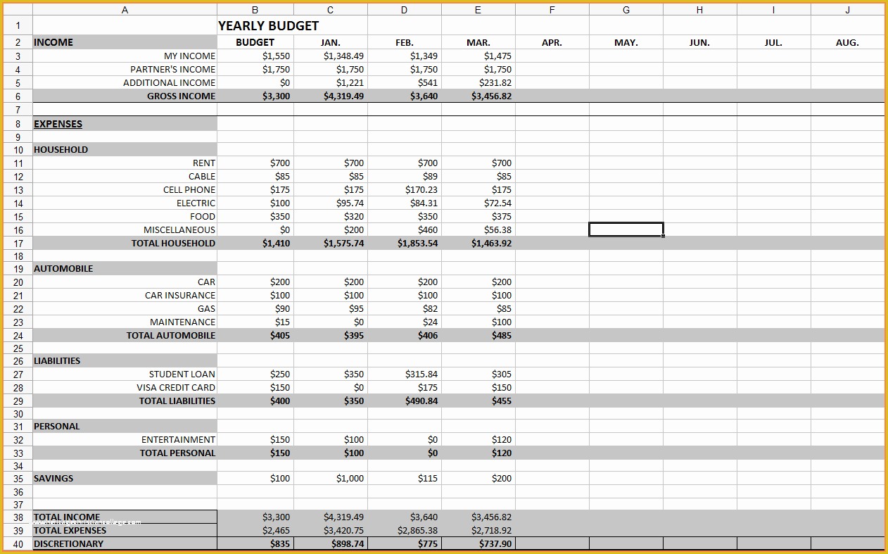 Monthly Bill Spreadsheet Template Free Of 10 Monthly Bill Spreadsheet Template