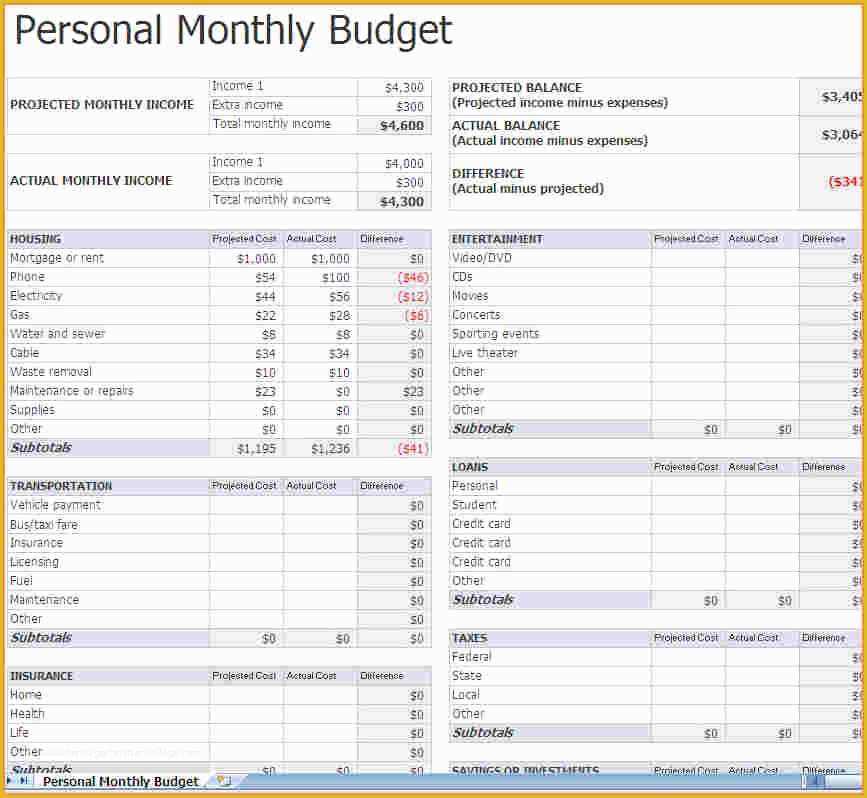 Monthly Bill Spreadsheet Template Free Of 5 Monthly Bills Spreadsheet Template