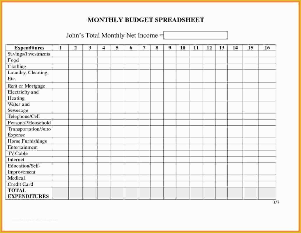 Monthly Bill Spreadsheet Template Free Of 7 Monthly Bill Spreadsheet