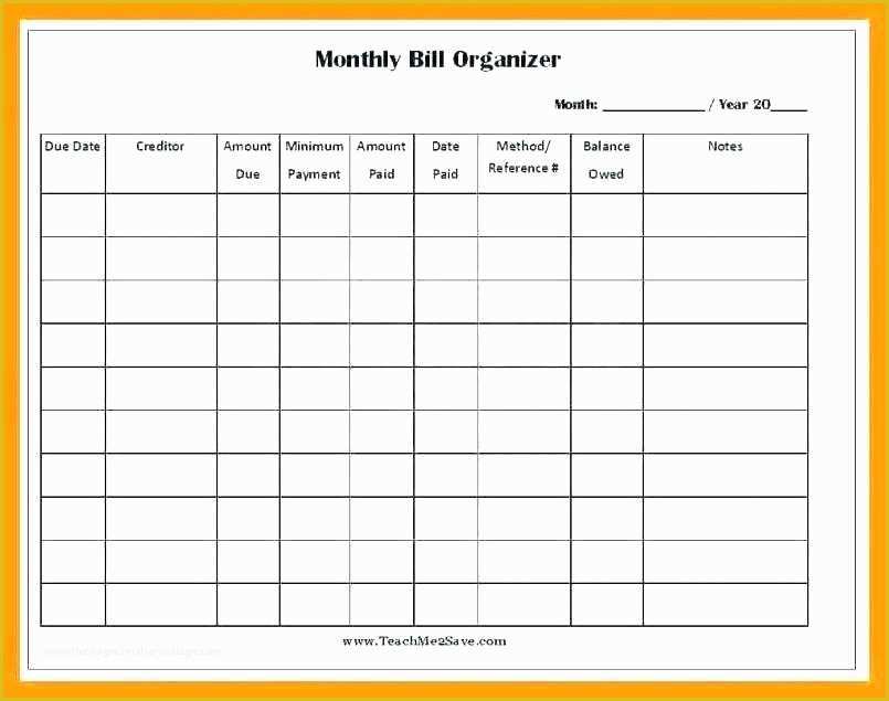 Monthly Bill Spreadsheet Template Free Of Bill organizer Sheet Bud – Ariyesfo