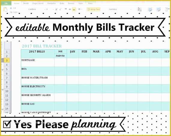 Monthly Bill Spreadsheet Template Free Of Editable Monthly Bill Tracker Spreadsheet Template Free