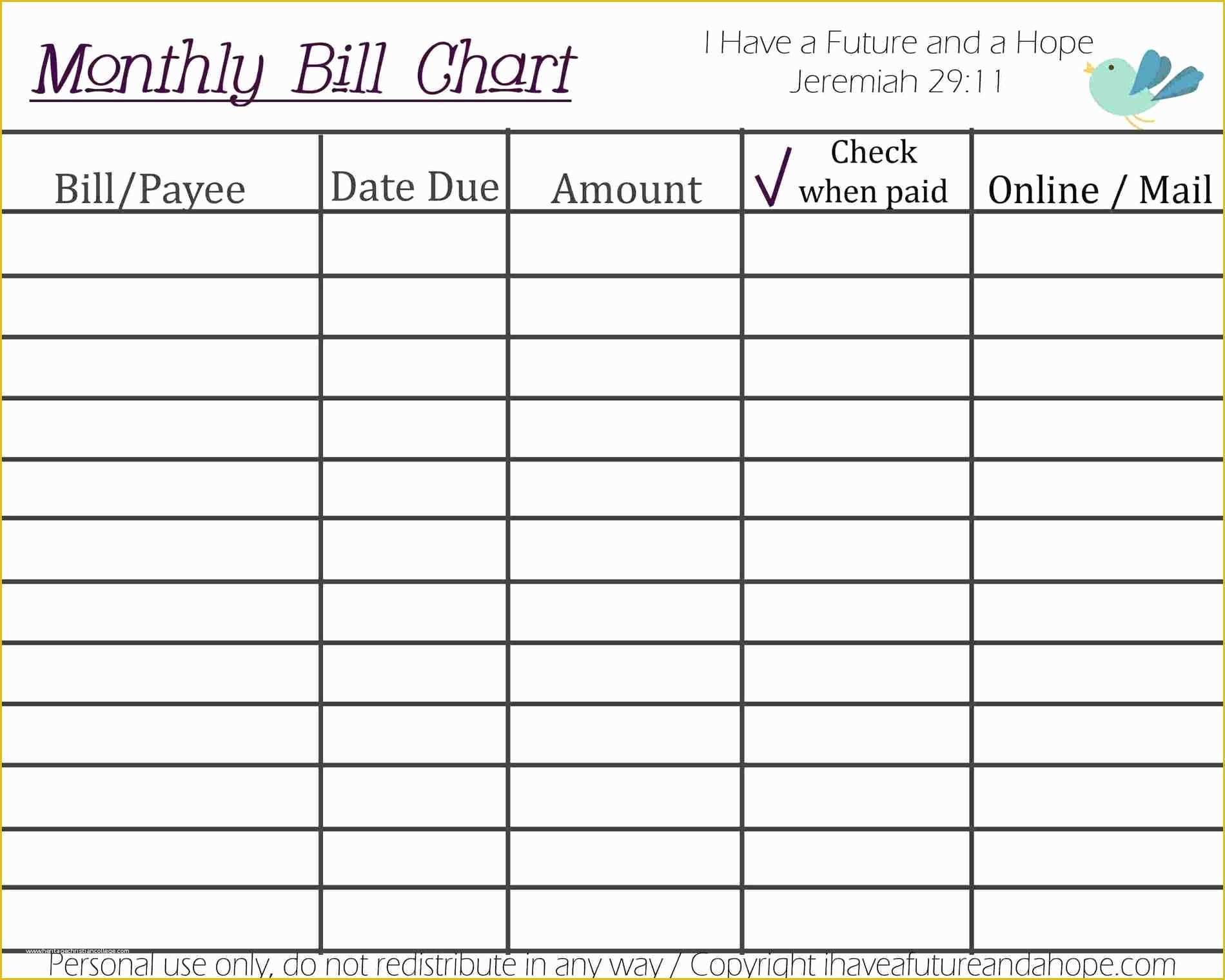 Monthly Bill Spreadsheet Template Free Of Free Printable Monthly Bill Tracker – Template Calendar Design
