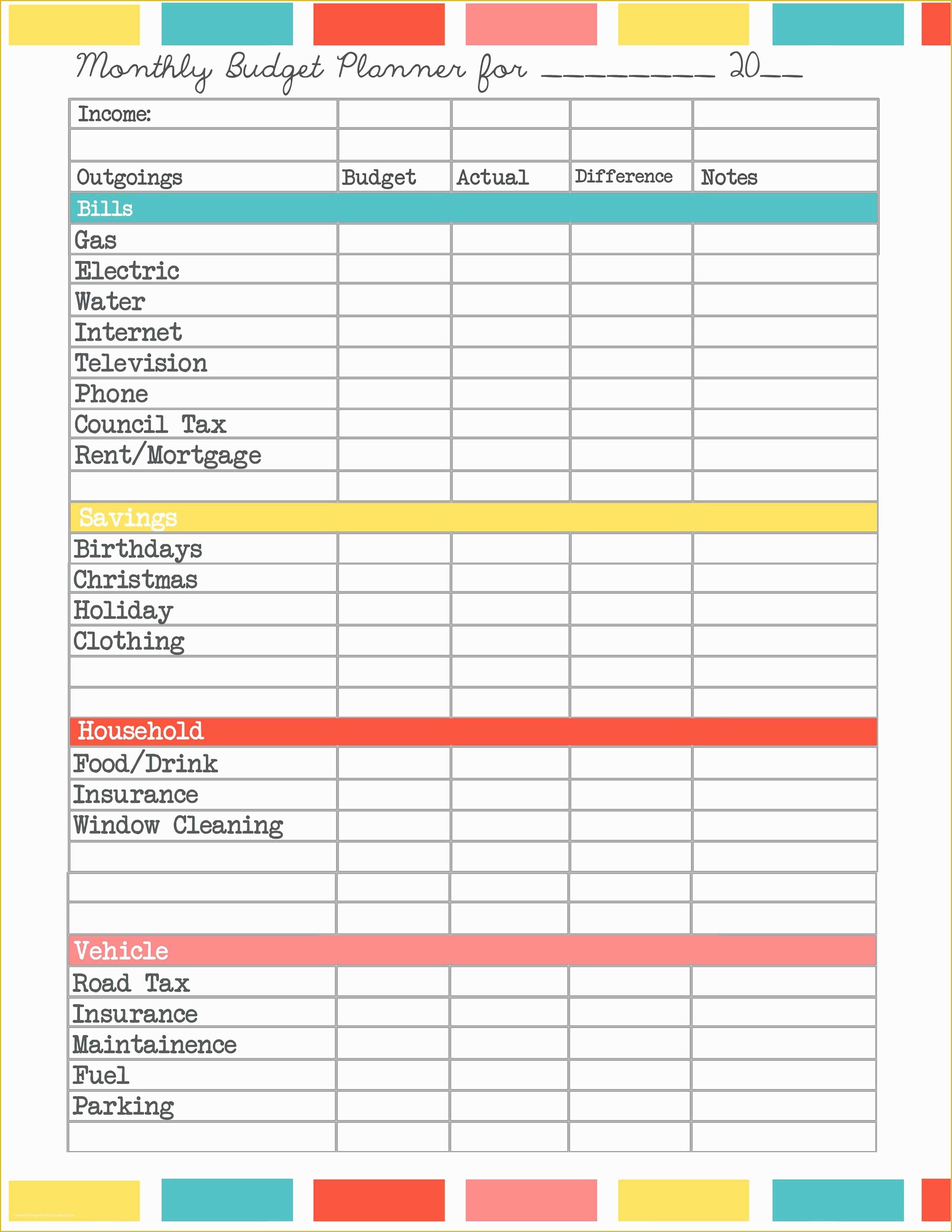 Monthly Bill Spreadsheet Template Free Of Monthly Bill Organizer 
