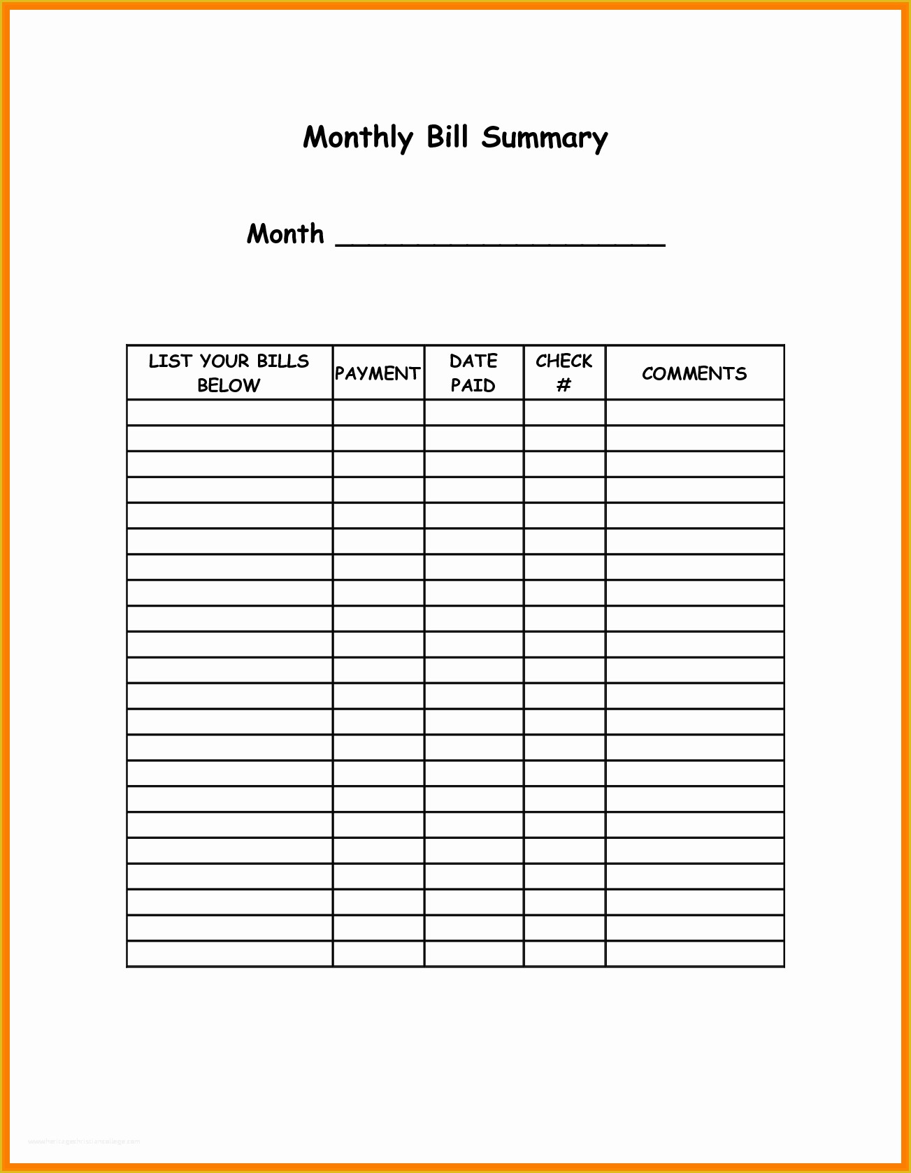 Monthly Bill Spreadsheet Template Free Of Printable Monthly Bud Template