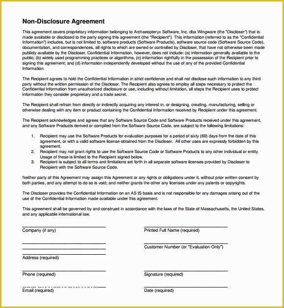 Nda Template Free Word Of 7 Non Disclosure Agreement Templates Word Excel Pdf