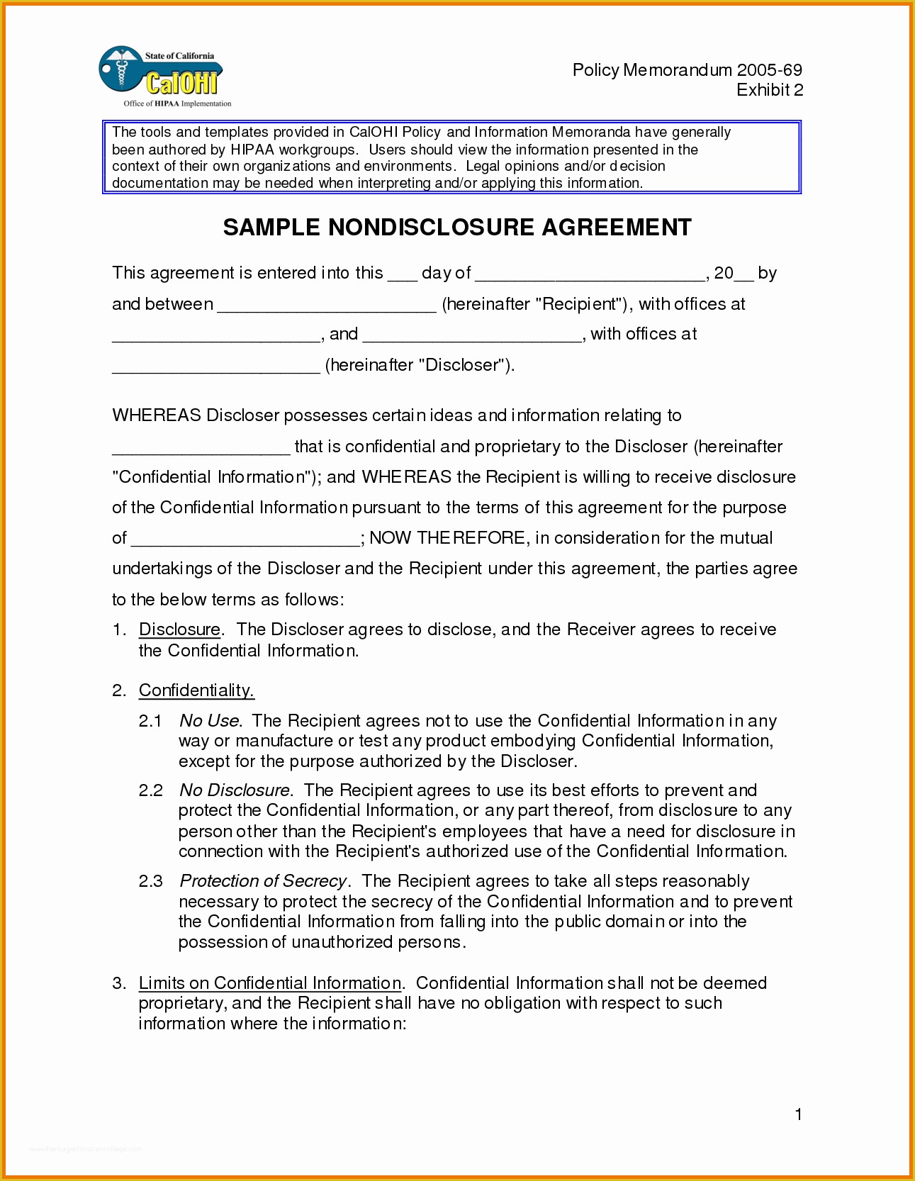 Nda Template Free Word Of Free Nda Agreement Template