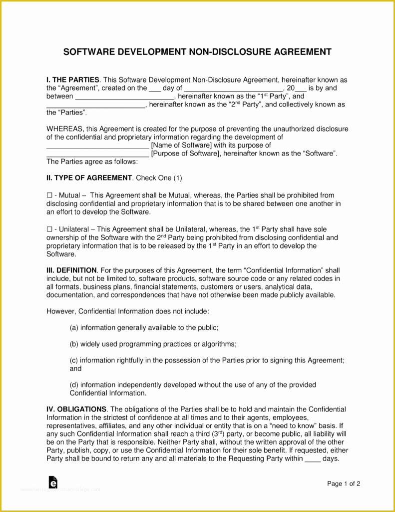 Nda Template Free Word Of Non Disclosure Agreement Template Word Gallery