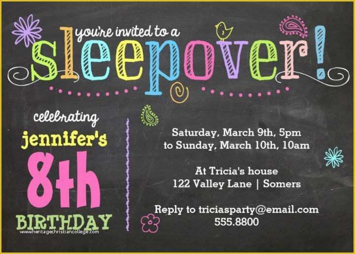 Neon Party Invitations Templates Free Of 14 Creative Sleepover Invitation Designs &amp; Templates