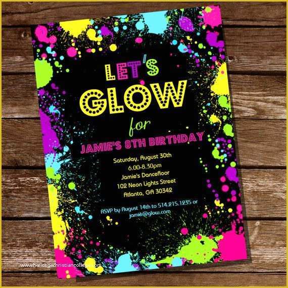 Neon Party Invitations Templates Free Of 25 Best Ideas About Neon Party Invitations On Pinterest
