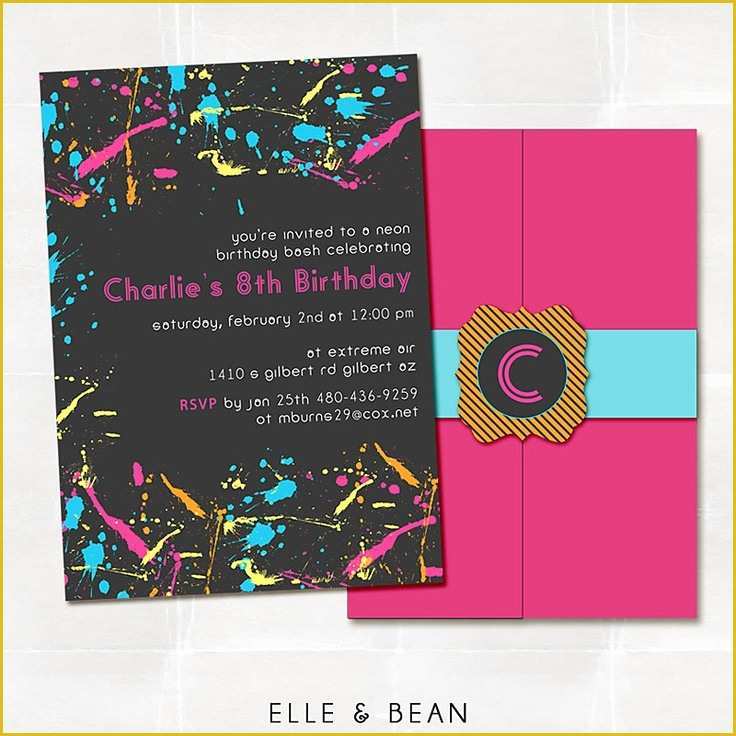 Neon Party Invitations Templates Free Of Birthday Invitation Templates Neon Birthday Invitations