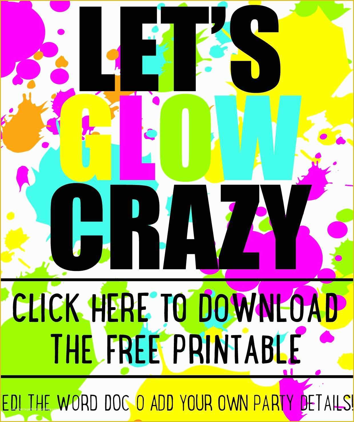 Neon Party Invitations Templates Free Of Diy Glow Party Invitations Free Printable