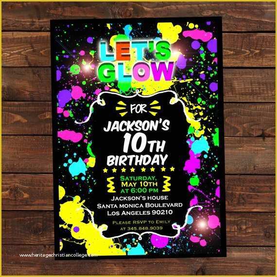 Neon Party Invitations Templates Free Of Glow In the Dark Invitations Diy Glow Party Invitations