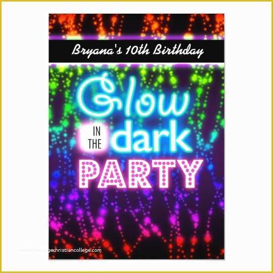Neon Party Invitations Templates Free Of Glow In the Dark Neon Party Invitations Rainbow