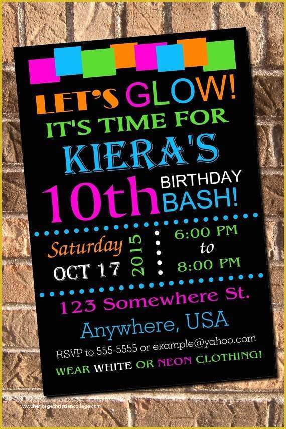 Neon Party Invitations Templates Free Of Glow Party Invitations Free Printable