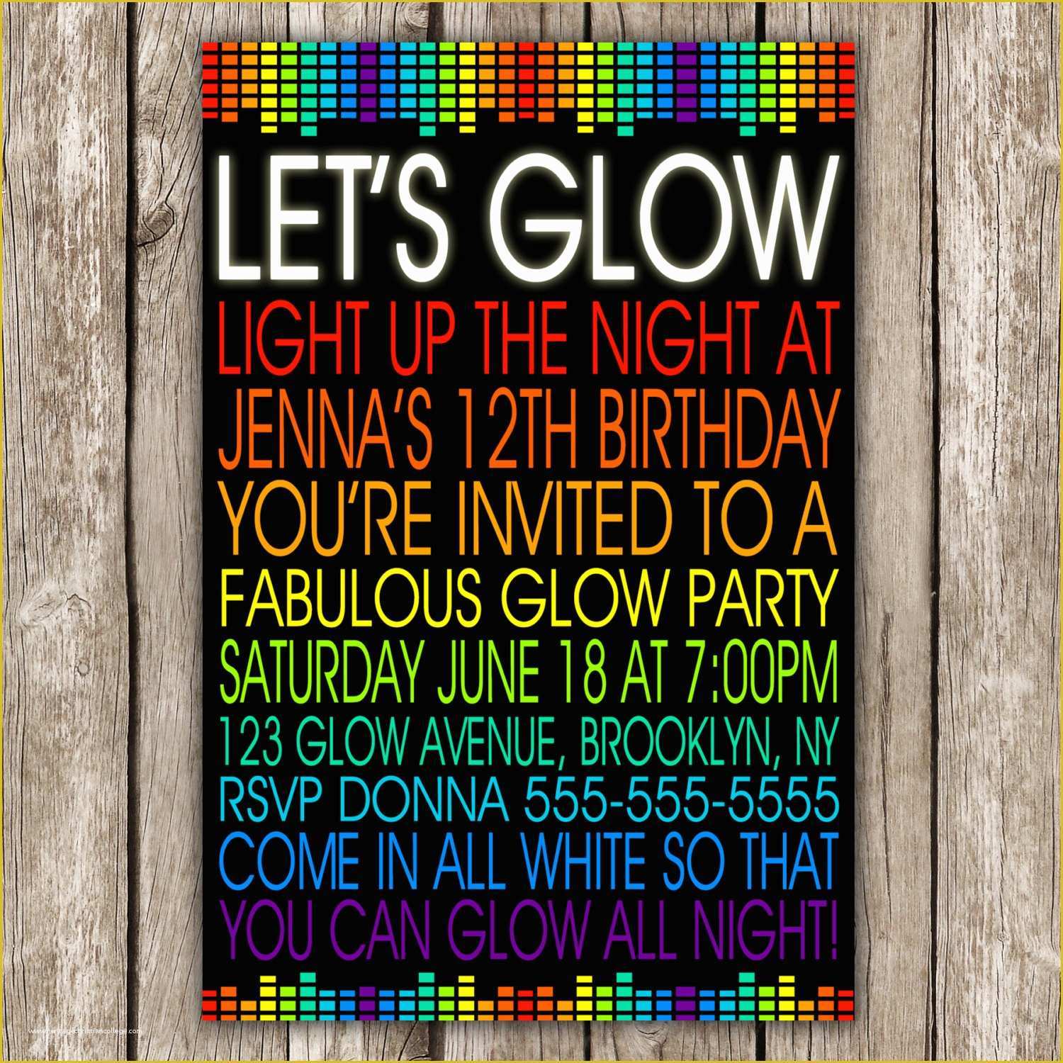 Neon Party Invitations Templates Free Of Let S Glow Invitation 80s Birthday Party Neon Party