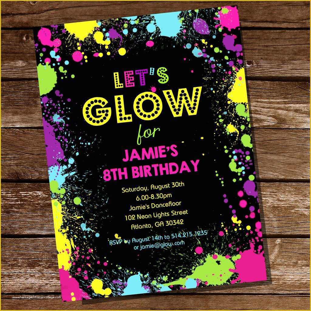 47 Neon Party Invitations Templates Free Heritagechristiancollege