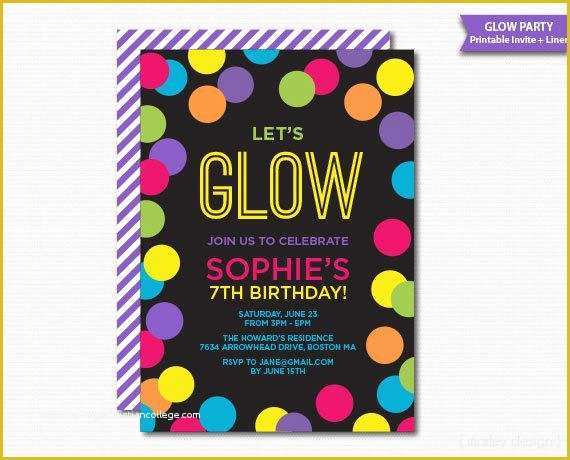 Neon Party Invitations Templates Free Of Neon Birthday Invitation Teen Birthday Tween Printable Digital