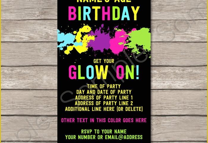 Neon Party Invitations Templates Free Of Neon Glow Party Ticket Invitation Template