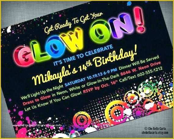 Neon Party Invitations Templates Free Of Neon Party Invitation Template Free Glow Invitations