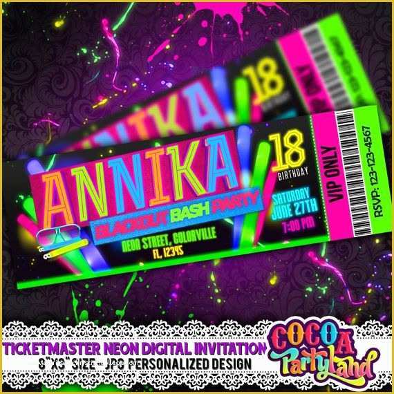 Neon Party Invitations Templates Free Of Party Invitation Templates Neon Party Invitations