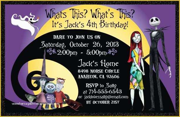 Nightmare before Christmas Invitations Templates Free Of Awesome Free Template Free Printable Halloween Birthday