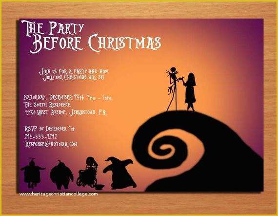 Nightmare before Christmas Invitations Templates Free Of Customized Printable Christmas Party by Sapphiredigitalworks