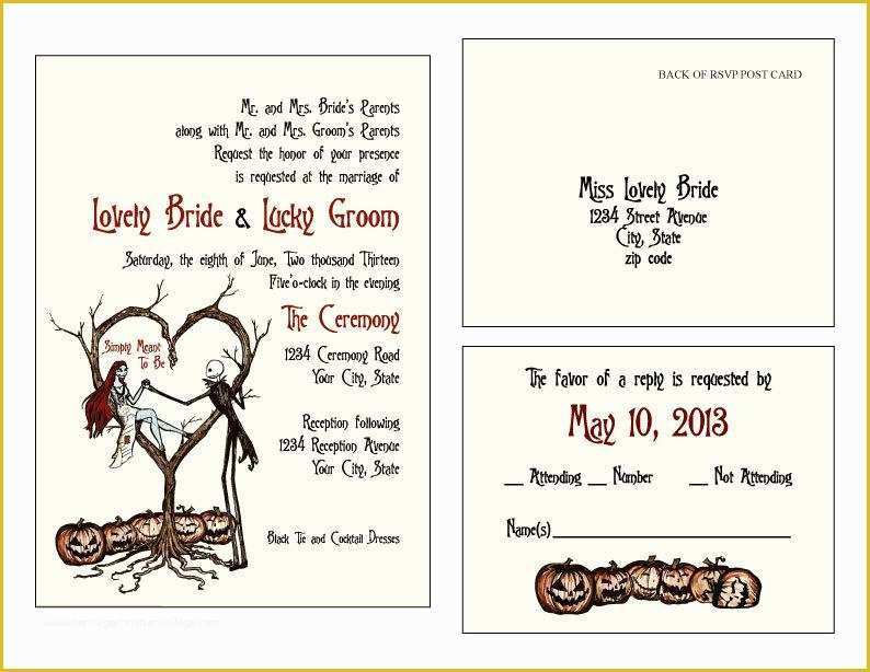 Nightmare before Christmas Invitations Templates Free Of Invites &amp; Rsvp Cards Vintage Fall Autumn Halloween