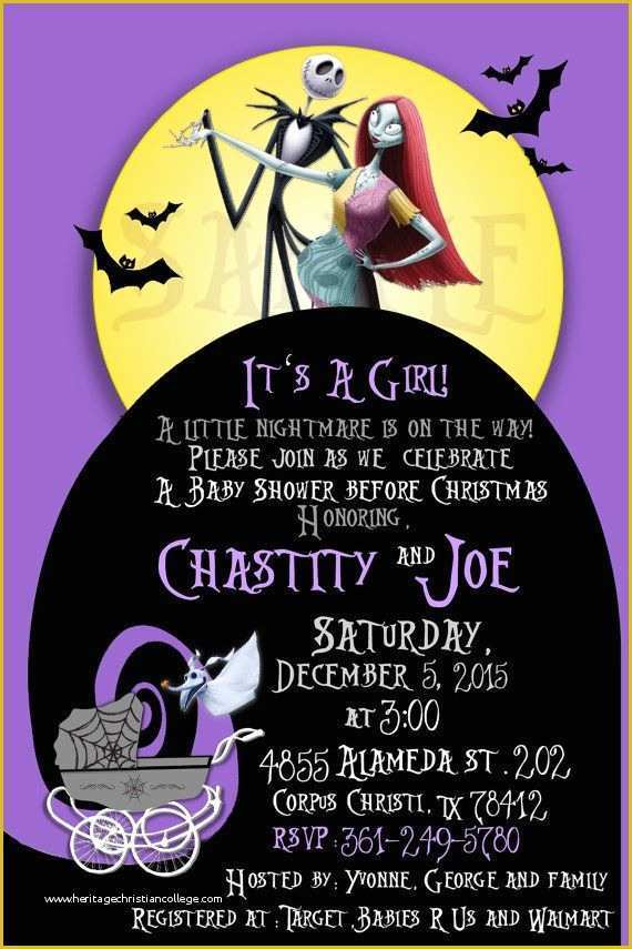 Nightmare before Christmas Invitations Templates Free Of Nightmare before Christmas Baby Shower Invitations