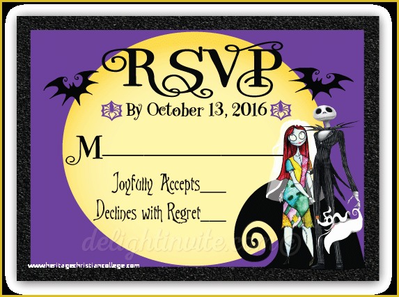 Nightmare before Christmas Invitations Templates Free Of Nightmare before Christmas Wedding Rsvp Cards [di 5051rsvp