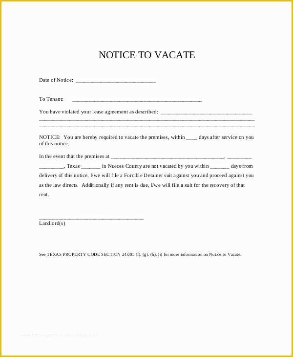 Notice to Vacate Template Free Of 10 Printable Eviction Notice forms Pdf Google Docs Ms