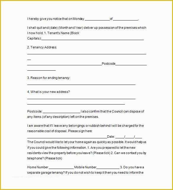 Notice to Vacate Template Free Of 13 Sample Tenancy Notice Templates Doc Pdf