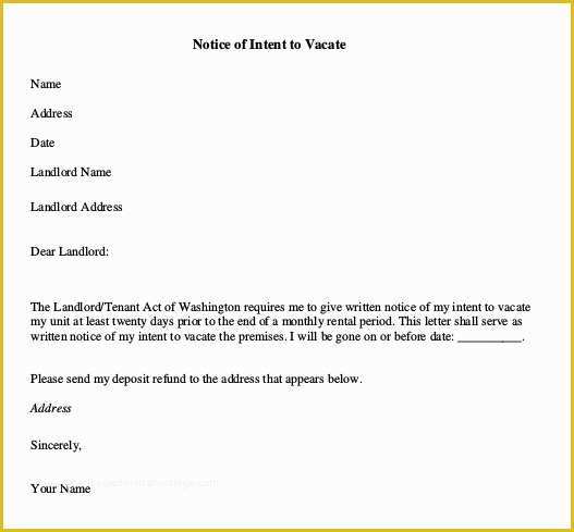 Notice to Vacate Template Free Of 20 Notice to Vacate Templates Pdf Google Docs Ms Word