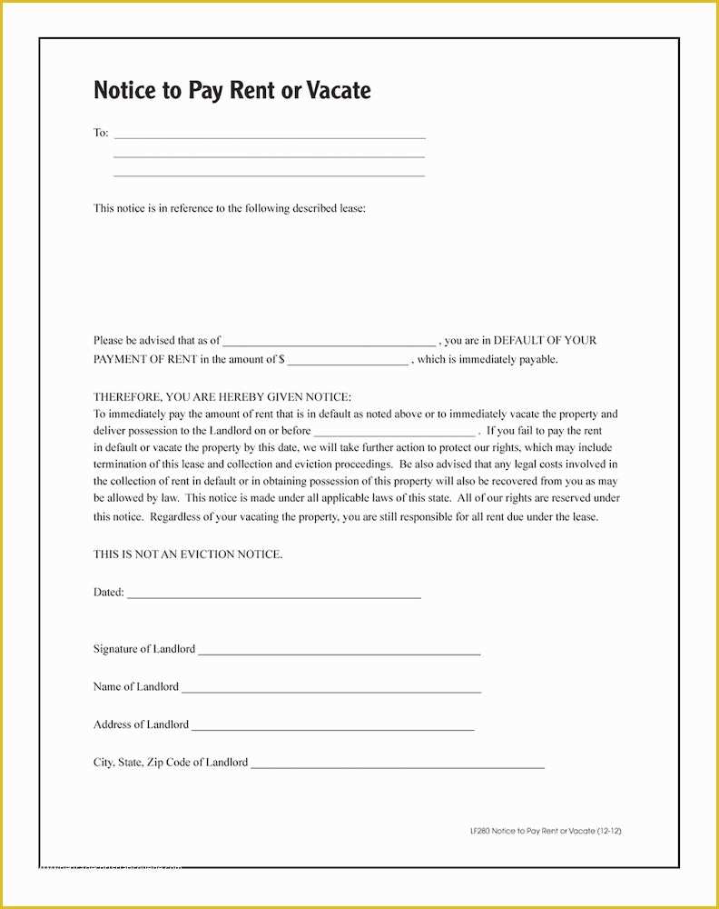 Notice to Vacate Template Free Of Adams Notice to Pay Rent Quit forms and Instructions