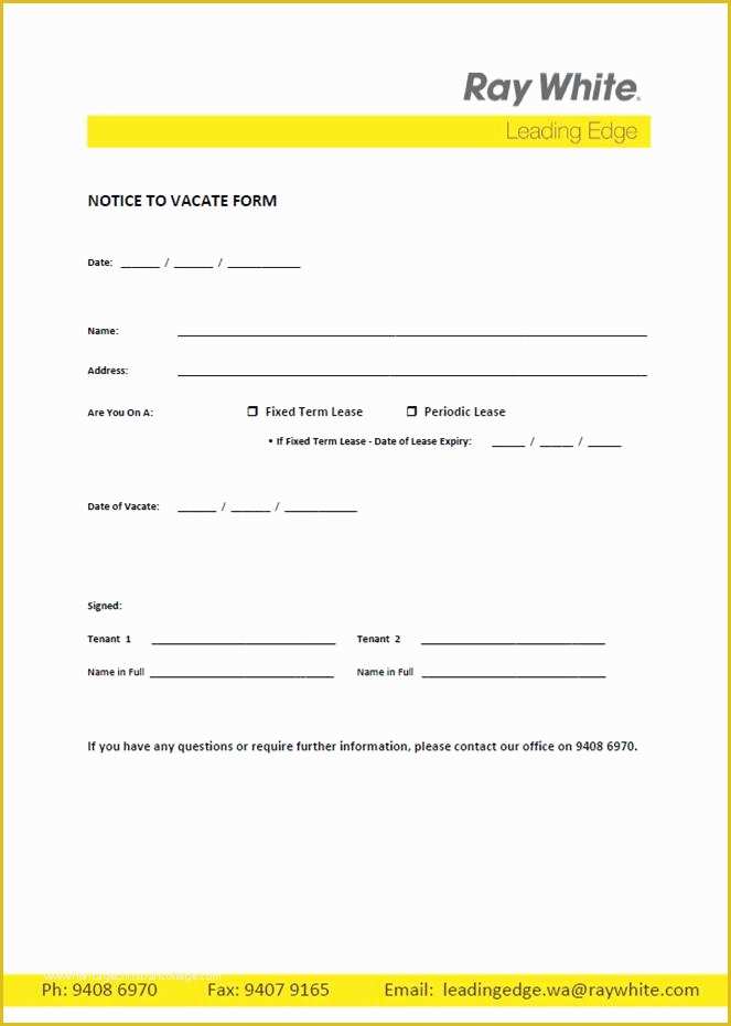 Notice to Vacate Template Free Of Free Printable Intent to Vacate Letter Template Vacate
